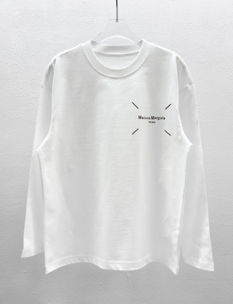 Maison Margiela Ropa Camiseta Negro Blanco Impresión Manga larga