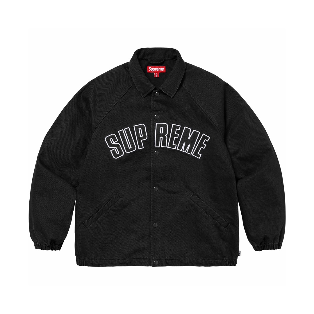 Supreme 24s CACKED COACHES JACKET: Premium Cotton, Embroidered, Black/Bolange, S-XL - 图片 1