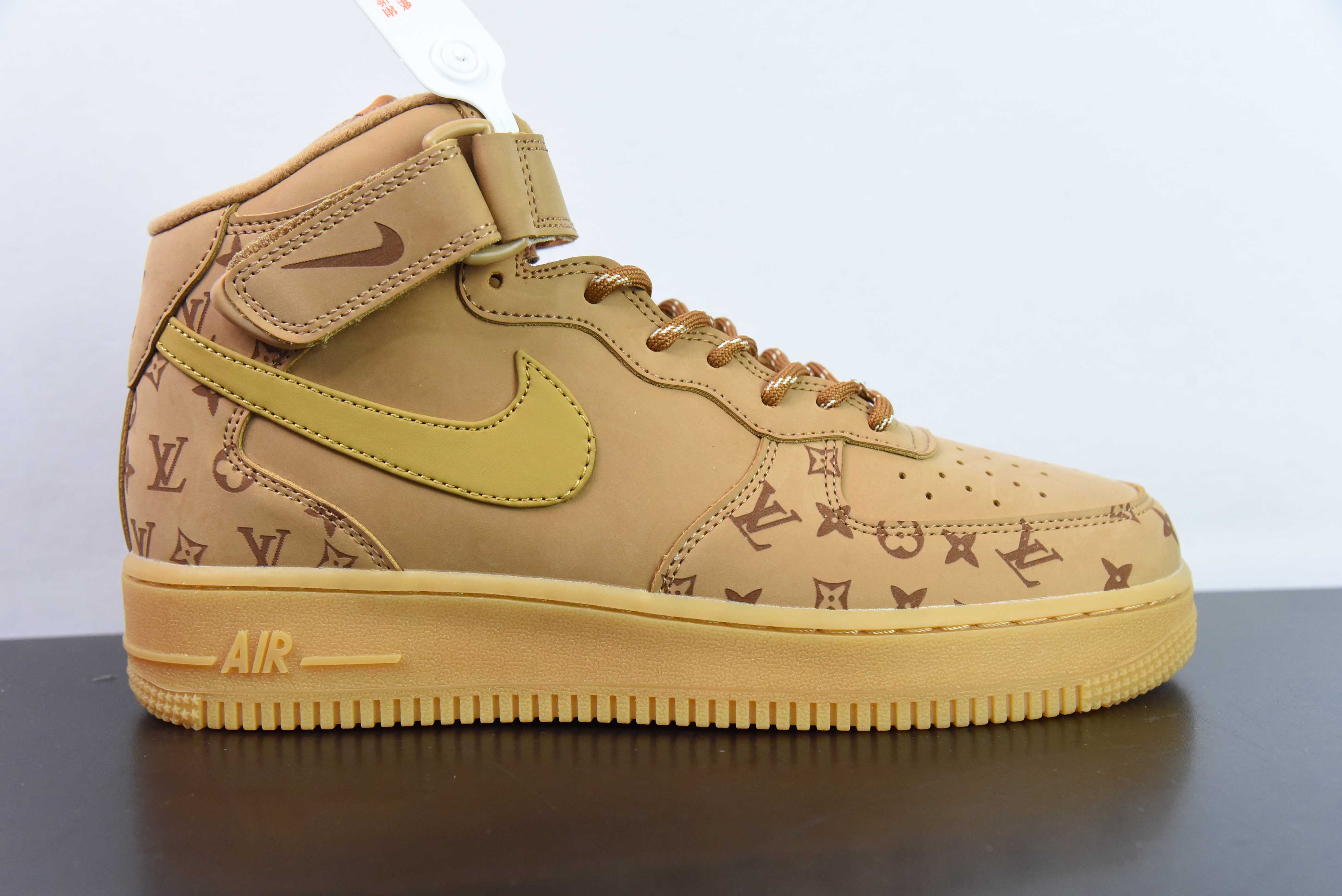 [Air Force Series]Nk Air Force 1 07 Mid LV Co-Branded Wheat Print Air Force On