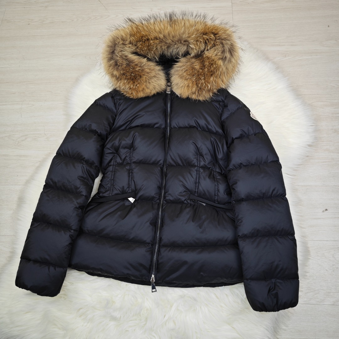 Top Moncler women's down jacket with fur hood, autumn-winter new style. Sizes: 1234-Big cat