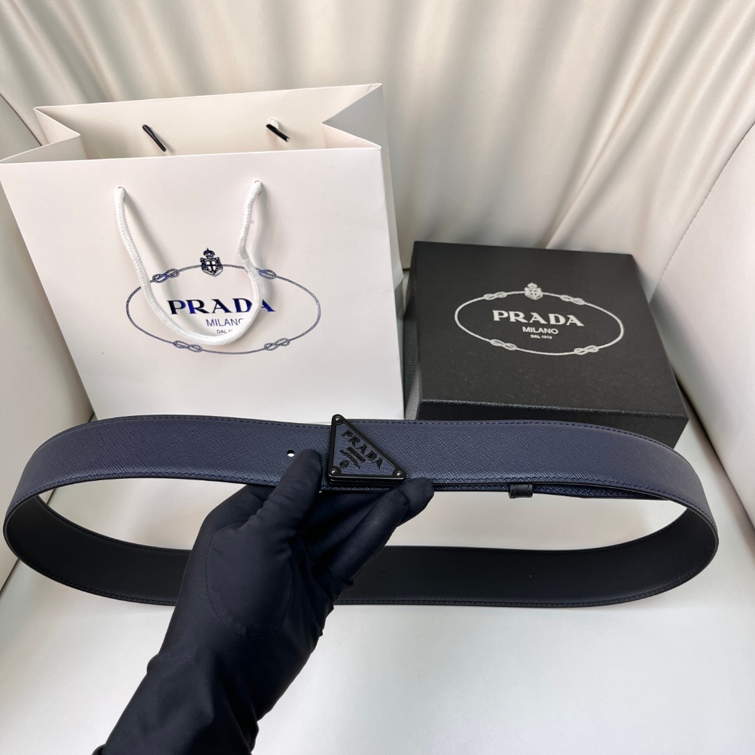 Prada Men's Leather Belt with Triangle Logo Buckle, 4.0 cm Wide 2 o 1hqhacbg4152p1ip2m4h1na1104922