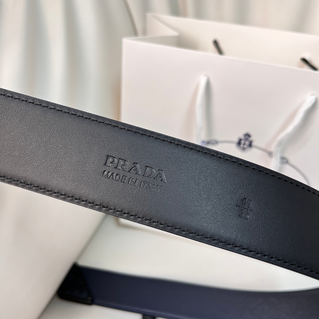 Prada Men's Leather Belt with Triangle Logo Buckle, 4.0 cm Wide 7 o 1hqhacbg51ublcn5m421fgitfj27