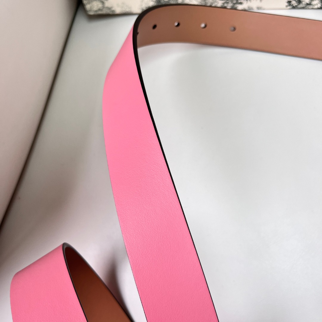 DIOR 3.0cm Reversible Belt - Pink Smooth Calfskin with Gold CD Buckle 9 o 1i0q828ir67r1uie1gjkn3k18cv3r