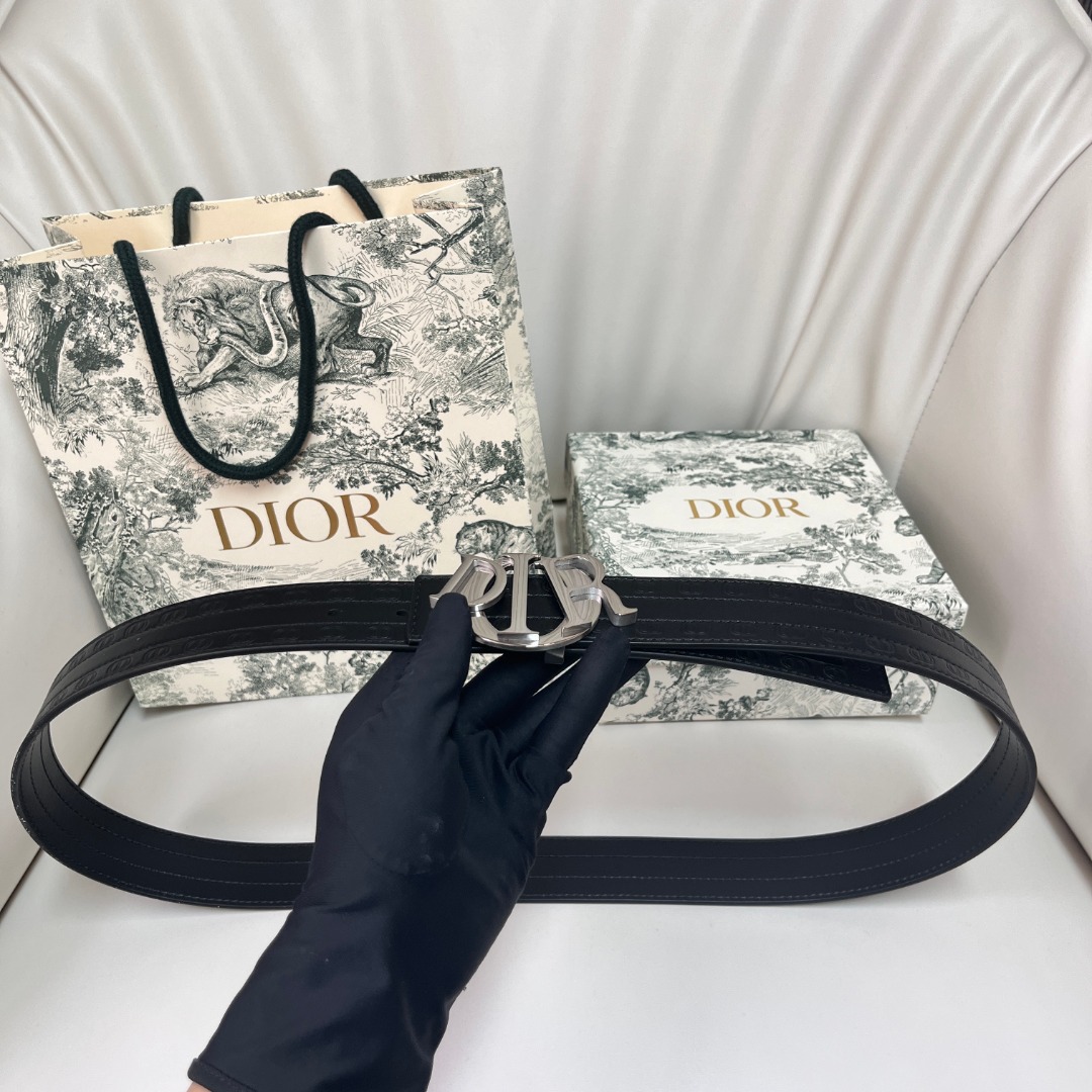 DIOR Dames Riem met CD Gesp - Elegante Taille Accessoire - Zwart Leer