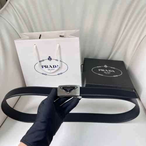 Prada Smooth Automatic Buckle Leather Belt - 35mm Width 1 Prada Smooth Automatic Buckle Leather Belt - 35mm Width