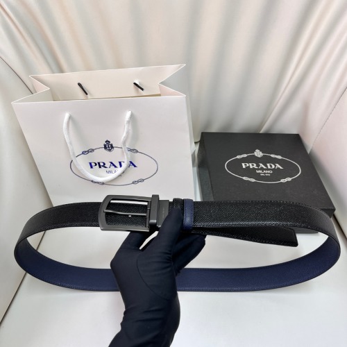 Prada Heren Riem - Dubbelzijdig Leer - Casual Zakelijk - 3.5cm Breed 1 Prada Heren Riem - Dubbelzijdig Leer - Casual Zakelijk - 3.5cm Breed