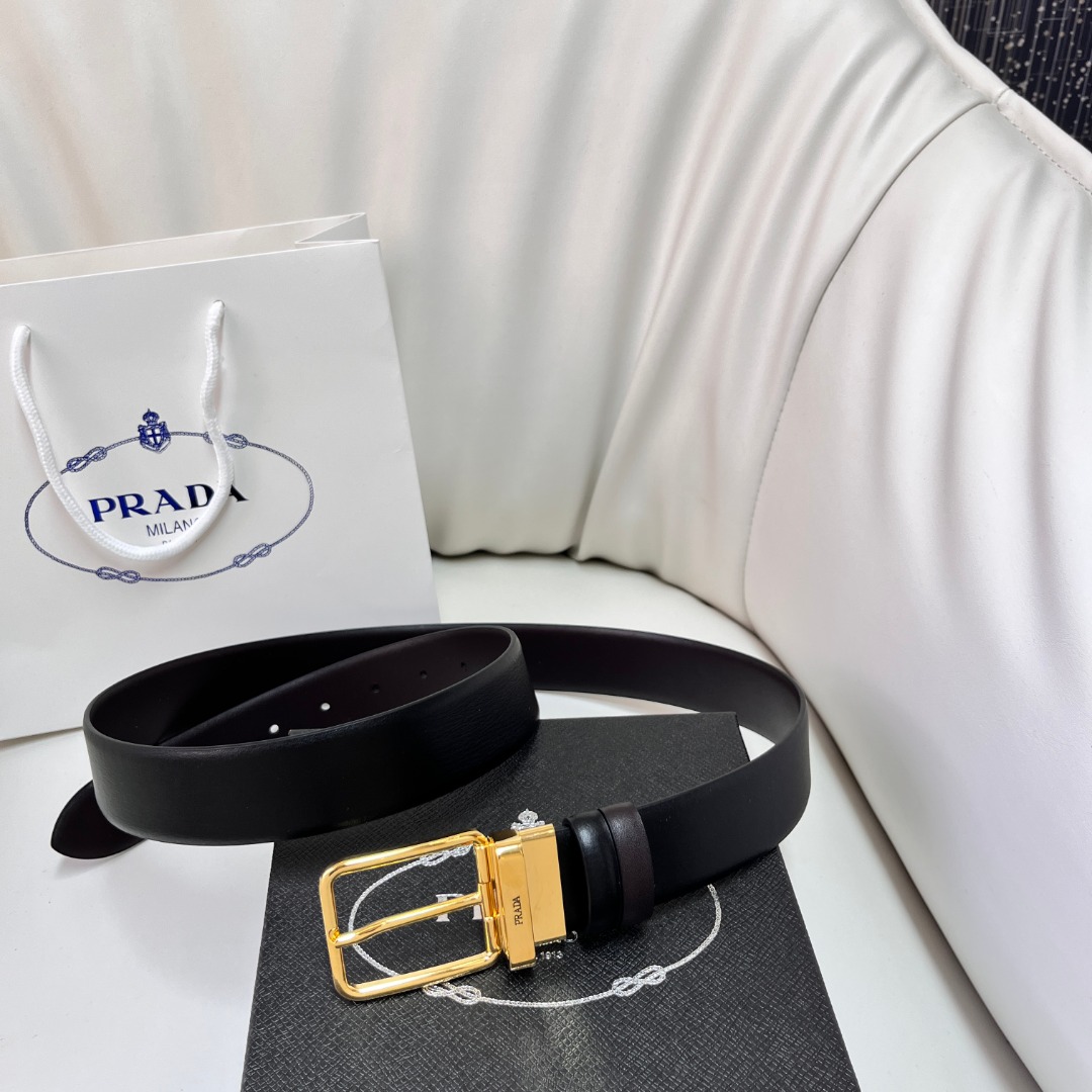 Prada Reversible Leather Belt with Gold Buckle, 3.5cm Width 7 o 1i23f6auqfsutev8pt1fbm1u082n