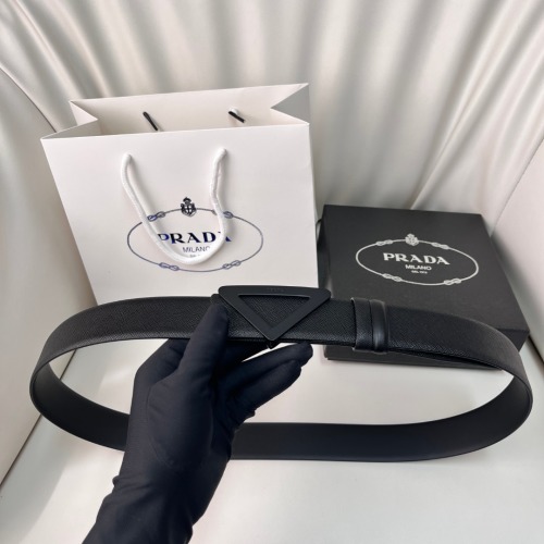 Prada Buckle Belt with Iconic Triangle Logo, 3.5cm Width, Full Packaging 1 Prada Buckle Belt with Iconic Triangle Logo, 3.5cm Width, Full Packaging
