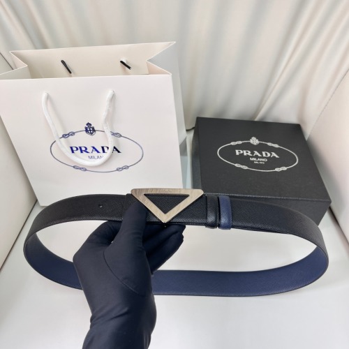 Ceinture à boucle Prada pour homme, design moderne et élégant, largeur 3.5cm 1 Ceinture à boucle Prada pour homme, design moderne et élégant, largeur 3.5cm