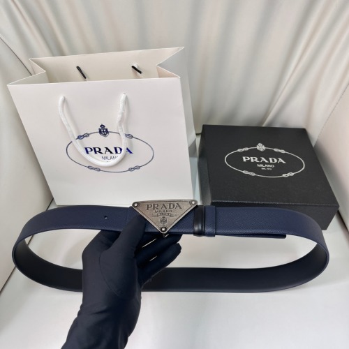 Prada Buckle Belt with Iconic Triangle Logo, 3.5cm Width