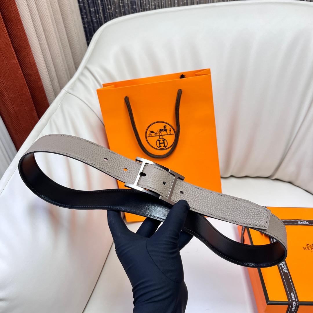 Hermes Classic Reversible Leather Belt, 3.2cm Width, Full Steel Buckle 4 o 1i504bbklam7ro6168c14g71i5q3j