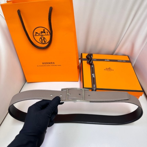 Hermes Classic Reversible Leather Belt with Steel Buckle, 3.2cm Width