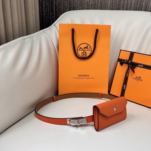 Hermès Kelly Pocket 18 Belt in Orange Leather with Silver Hardware 1 Hermès Kelly Pocket 18 Belt in Orange Leather with Silver Hardware
