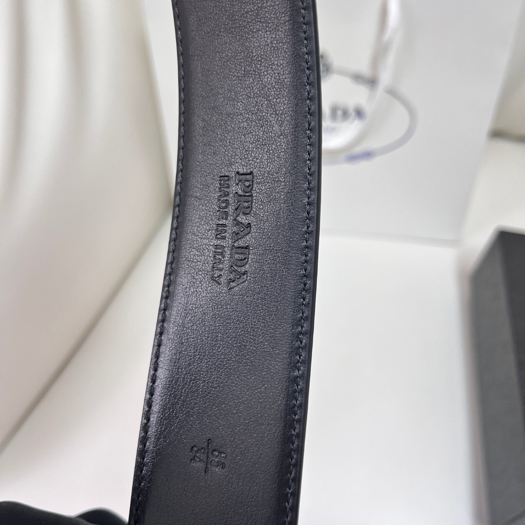 Prada Men's Leather Belt with Gold-Tone Buckle, 4.0 cm Width 7 o 1i66ol0bkat32219e71cbj1pva29