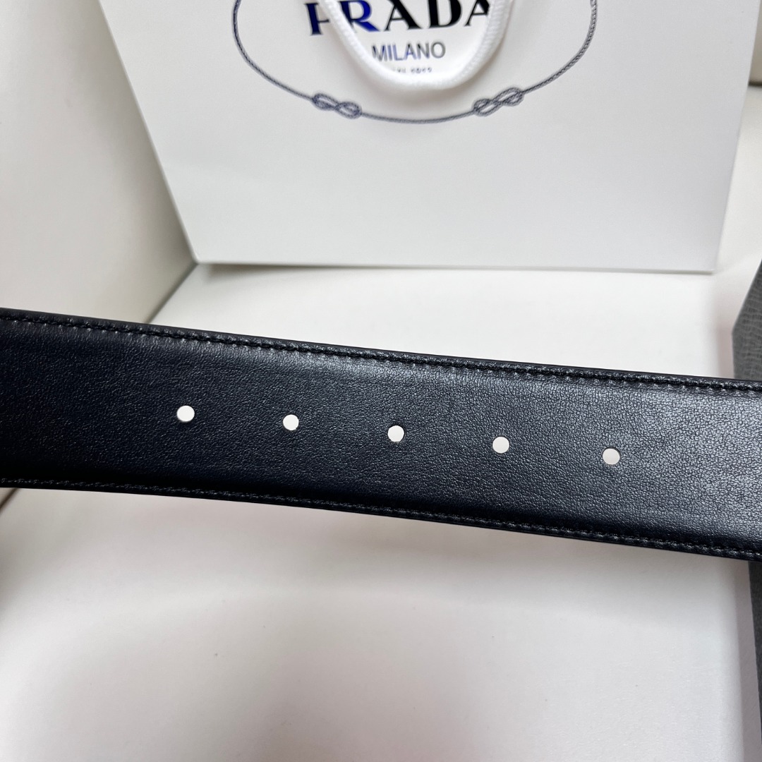 Prada Men's Leather Belt with Gold-Tone Buckle, 4.0 cm Width 8 o 1i66ol0bl15s91of51ak113dtm2a