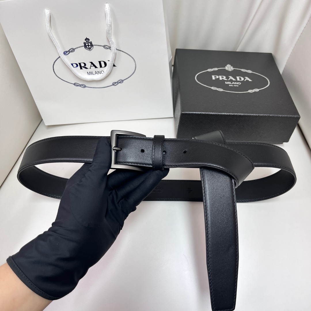 Prada Leather Belt for Men, Classic Buckle, Modern Style, 3.5 cm Width 2 o 1i66or90r1d7q1edd1enq1gri14is3c