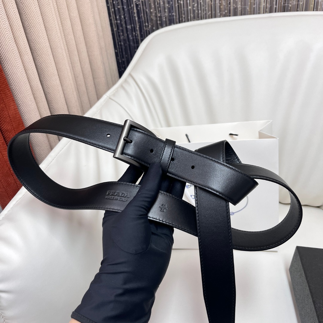 Prada Leather Belt for Men, Classic Buckle, Modern Style, 3.5 cm Width 5 o 1i66or90s1d6oei41k819pn1e533f