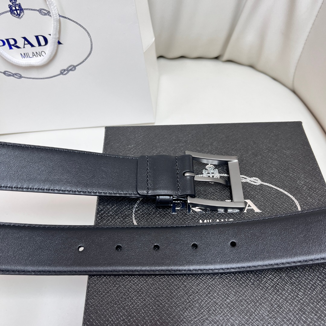 Prada Leather Belt for Men, Classic Buckle, Modern Style, 3.5 cm Width 7 o 1i66or90shqp1bj836af8n1n7k3h