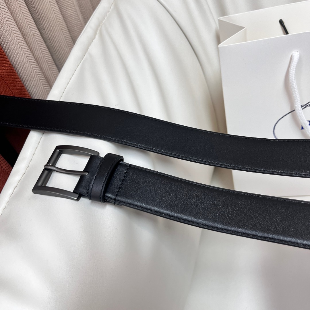 Prada Leather Belt for Men, Classic Buckle, Modern Style, 3.5 cm Width 9 o 1i66or90tjone78nah1v8411hj3j