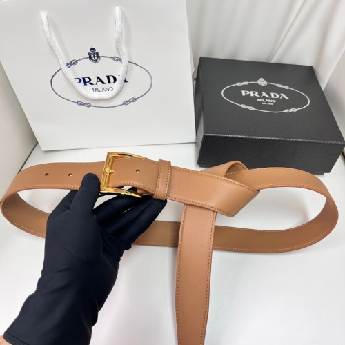 Prada Leather Belt with Gold Buckle | Fashionable, Versatile & Chic 1 Prada Leather Belt with Gold Buckle | Fashionable, Versatile & Chic