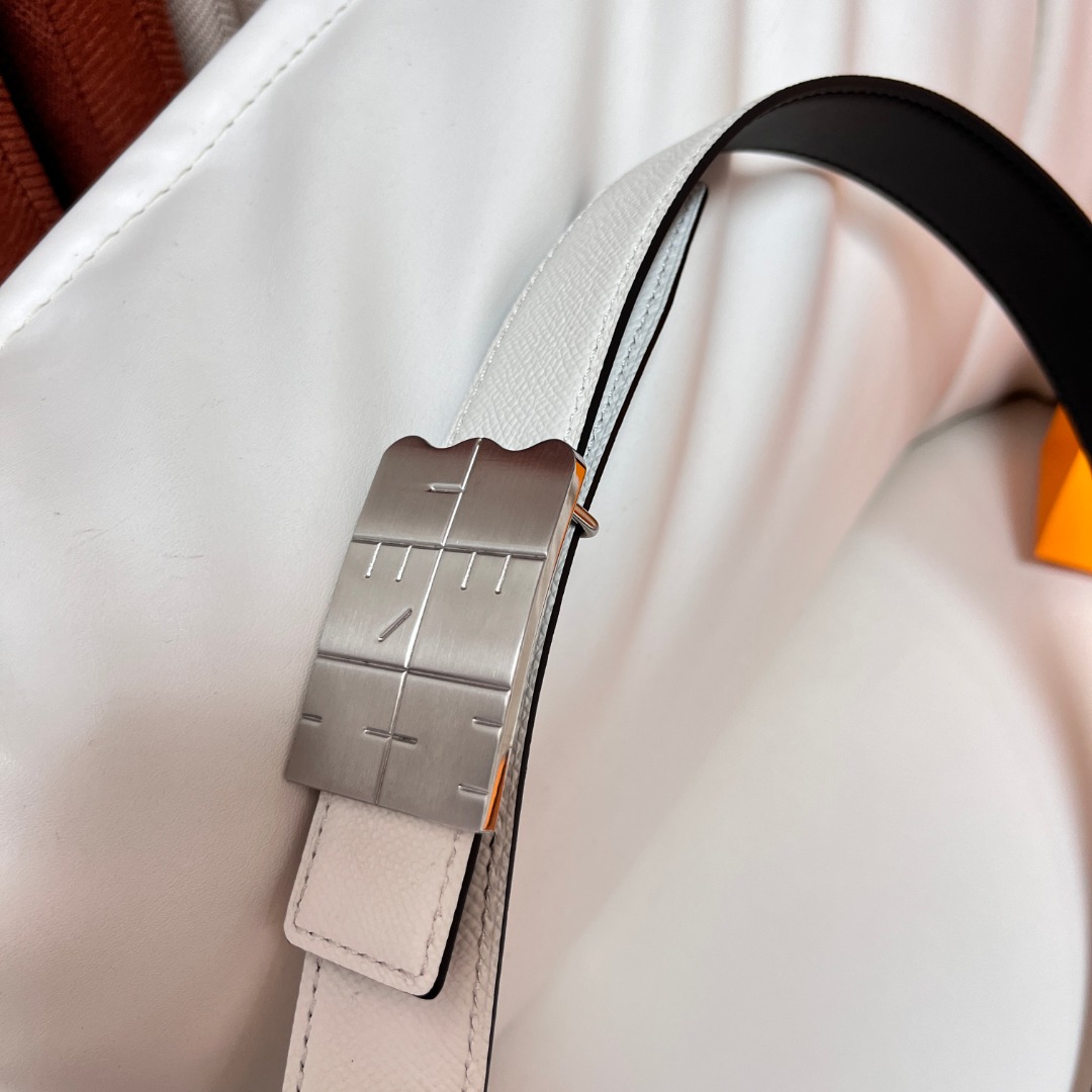 Hermes Reversible Leather Belt with H Buckle, White/Black, 3.2cm Width 3 o 1i6oorrvj1nnr846tif15bjvcue