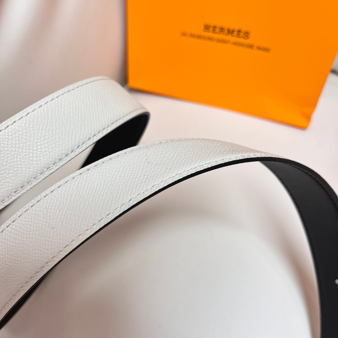 Hermes Reversible Leather Belt with H Buckle, White/Black, 3.2cm Width 8 o 1i6oorrvl174h1iut12lo16ops7kj