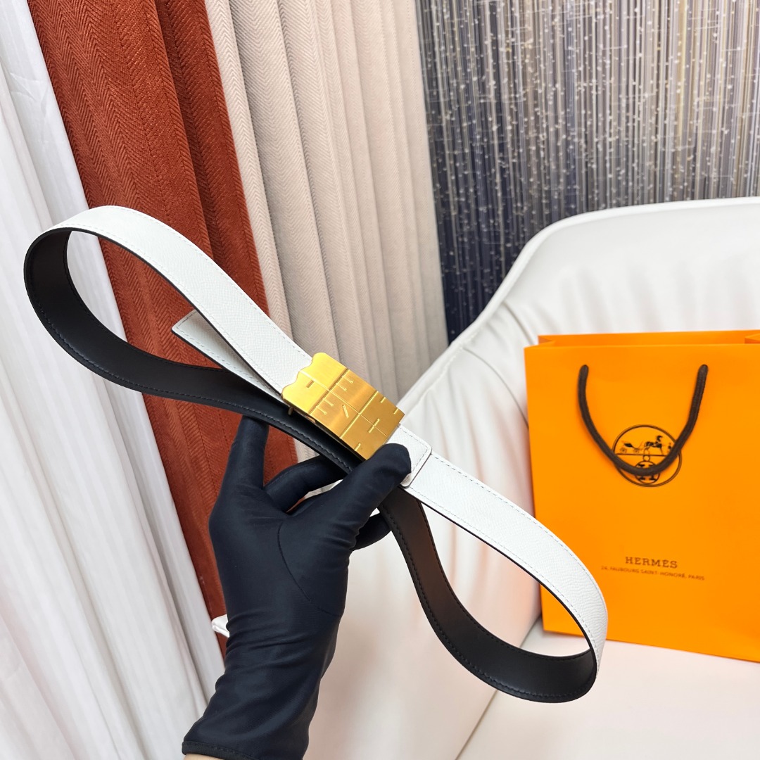 Hermes Reversible Leather Belt with H Buckle, White/Black, 3.2cm Width 7 o 1i6oorrvl9ekfib1snvnbj1c0vi