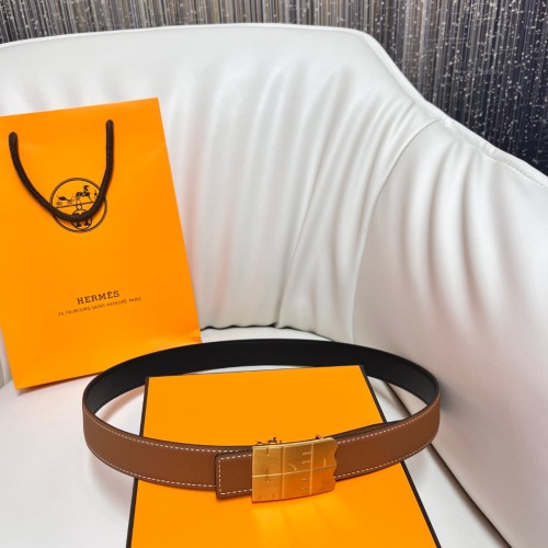 Luxury Leather Belt with H Buckle, Designer Style - Premium Quality