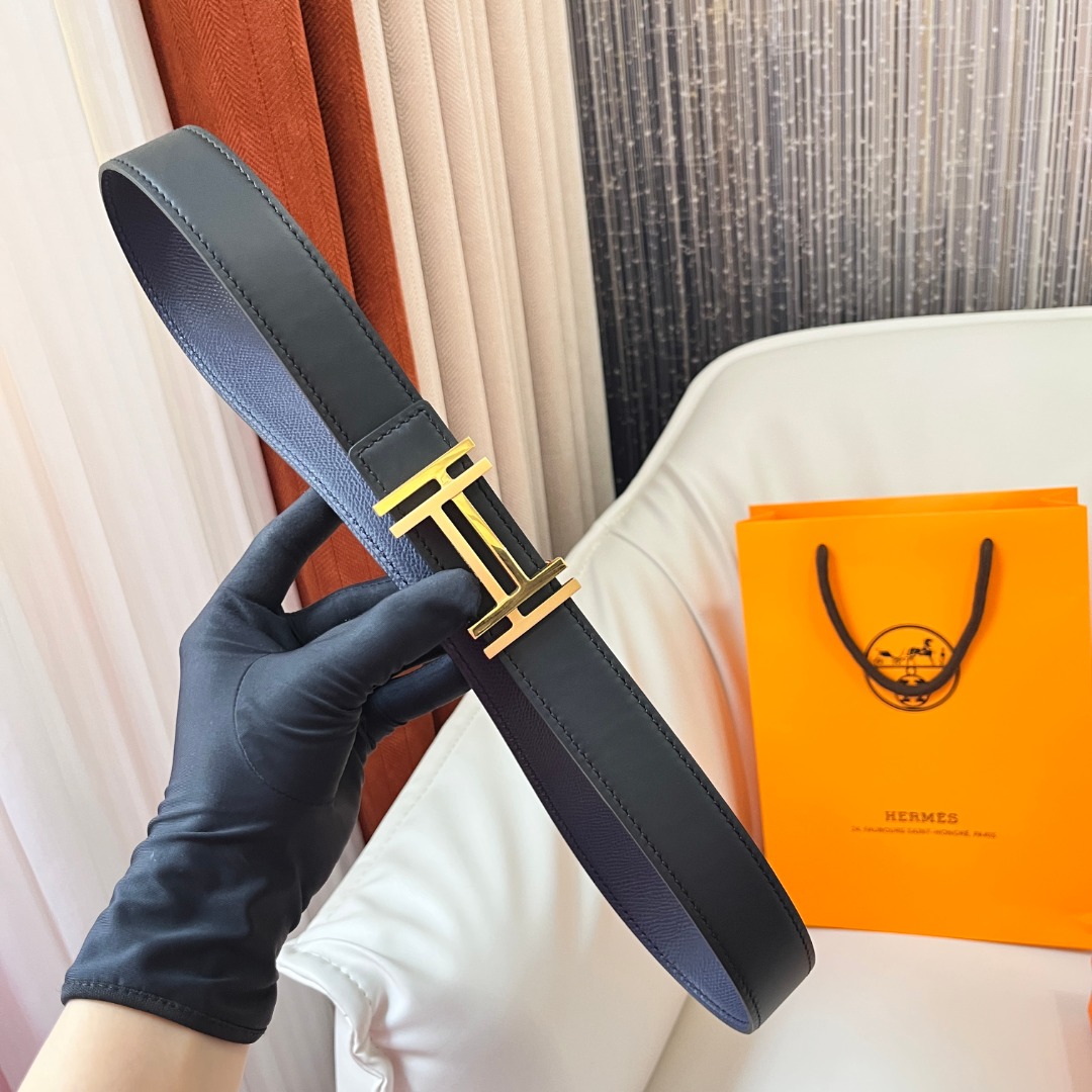 Hermes Reversible Leather Belt with H Buckle, 3.2cm Width 6 o 1i6oqd31jvho18431me91t138qm4n