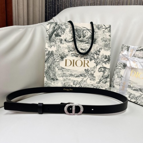 DIOR Black Smooth Calfskin Belt with Pink Gradient Crystal Buckle 1 DIOR Black Smooth Calfskin Belt with Pink Gradient Crystal Buckle