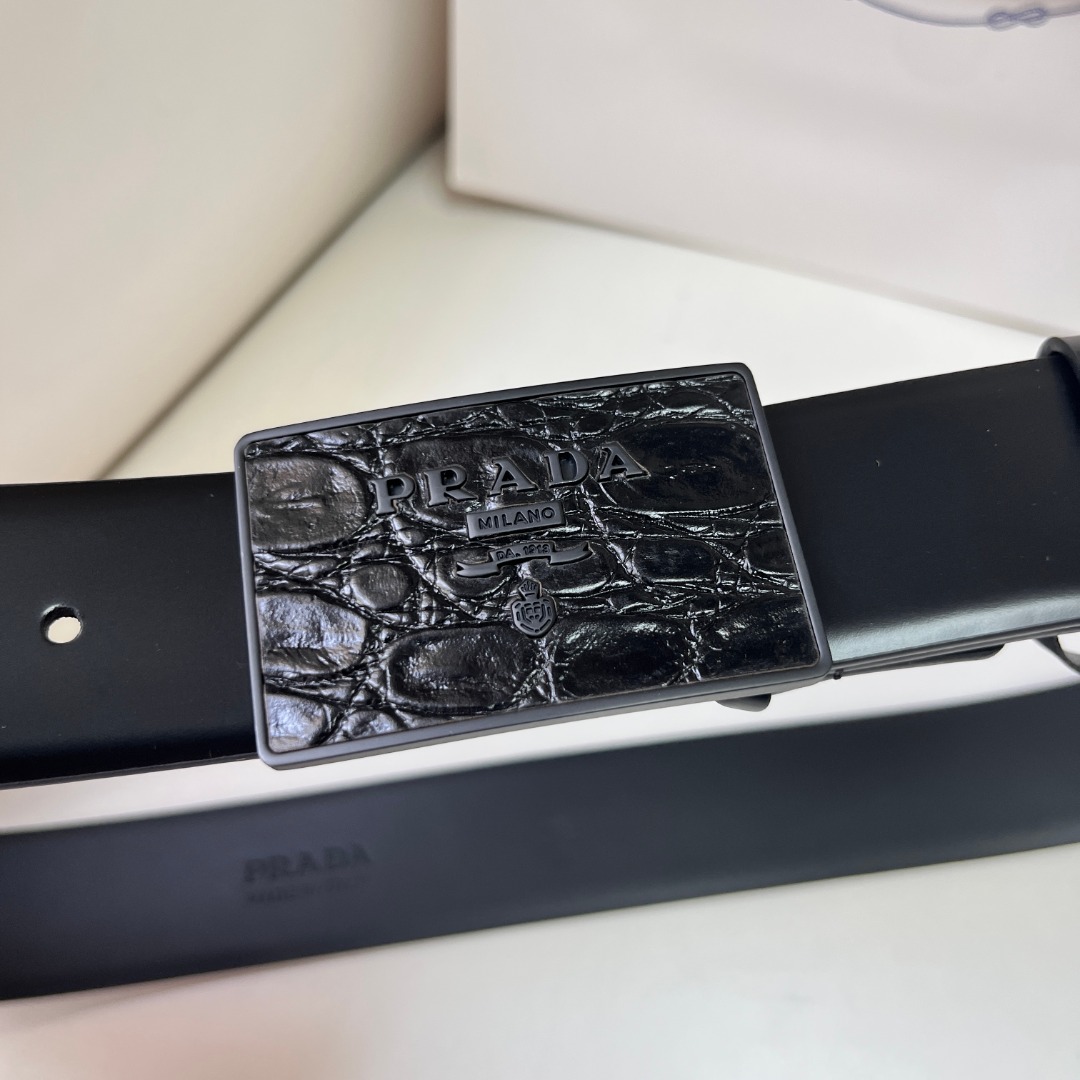 Prada Men's Saffiano Leather Belt with Crocodile Print Buckle, 3.5 cm Width 3 o 1i9ivo43f1cgfuvp18s1vqm1hqj2d