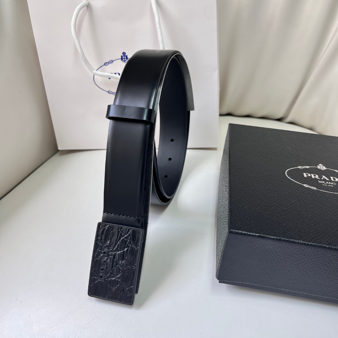 Prada Men's Saffiano Leather Belt with Crocodile Print Buckle, 3.5 cm Width 9 o 1i9ivo43i15fnoe1t3u1ni61csl2j