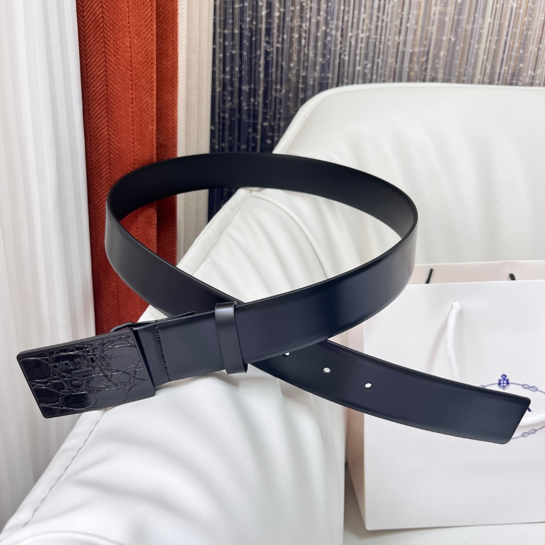 Prada Men's Saffiano Leather Belt with Crocodile Print Buckle, 3.5 cm Width 10 o 1i9ivo43itvsesl12t81gmm1obv2k