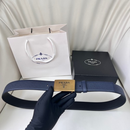 Prada Saffiano Leather Belt with Engraved Buckle - 3.5 cm Width 1 Prada Saffiano Leather Belt with Engraved Buckle - 3.5 cm Width