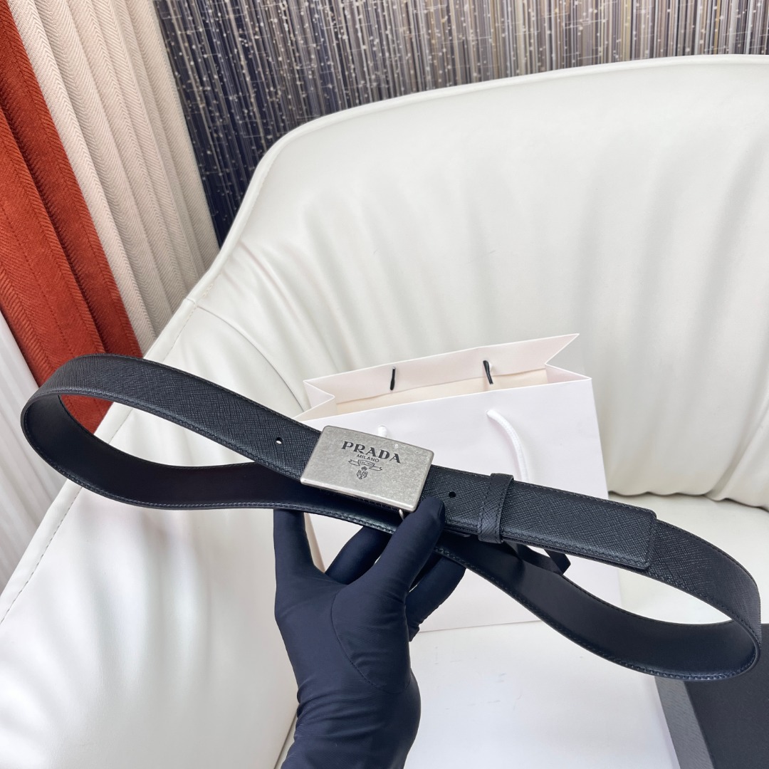 Prada Saffiano Leather Belt with Engraved Logo Buckle - 3.5 cm Wide 5 o 1i9ivt52r15gnefpes72fqq133n