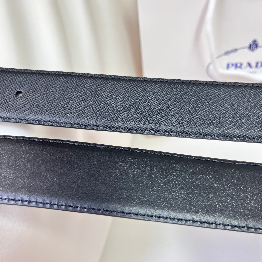 Prada Saffiano Leather Belt with Engraved Logo Buckle - 3.5 cm Wide 7 o 1i9ivt52rret1cnr12ds1cbf5o93p