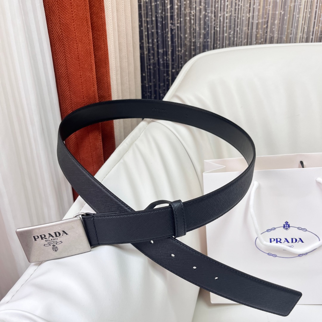 Prada Saffiano Leather Belt with Engraved Logo Buckle - 3.5 cm Wide 10 o 1i9ivt52sk8l1vn0mai10rf1p2t3s