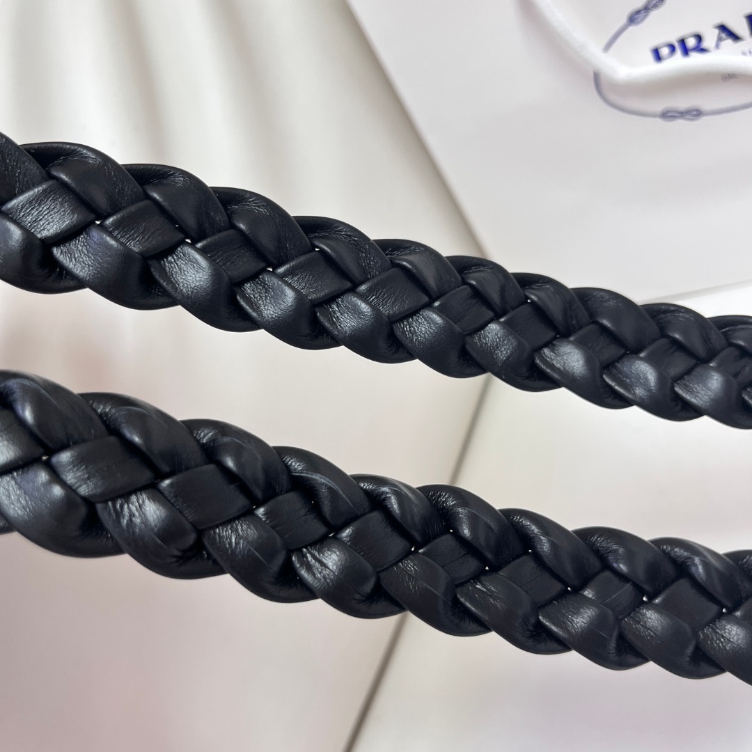 Prada Braided Leather Belt with Enamel Triangle Logo Buckle, Black 7 o 1ibgmlsmg1o0v3j91apetu61i973t