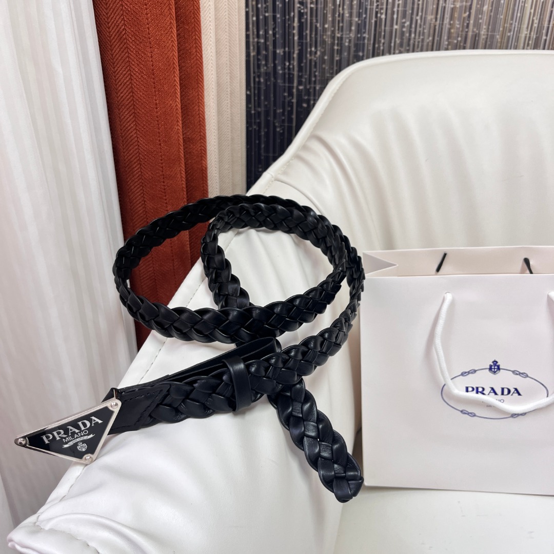 Prada Braided Leather Belt with Enamel Triangle Logo Buckle, Black 8 o 1ibgmlsmh1scm54aet51gqj1r9c3u