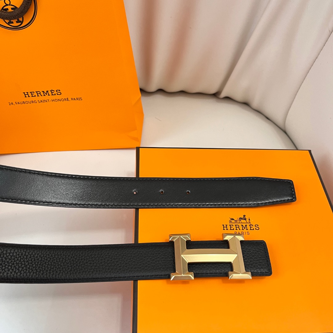 Hermes Men's Black Leather Belt with Silver H Buckle, 3.2cm Width 8 o 1ic065jse1vpr1vahh9kh1qh425
