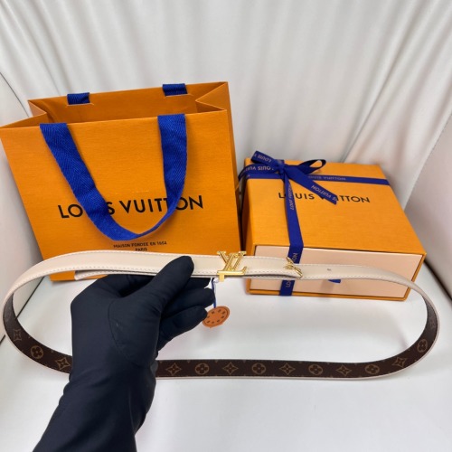 Louis Vuitton Women's Belt, 2cm Width, Canvas and Leather, Gold Hardware 1 Louis Vuitton Women's Belt, 2cm Width, Canvas and Leather, Gold Hardware