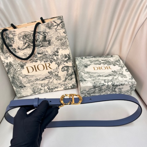 DIOR Women's 2.0cm Leather Belt with Enamel Ring Buckle - Elegant & Stylish