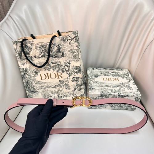 DIOR Women's CD Buckle 2.0cm Width Pink Leather Belt 1 DIOR Women's CD Buckle 2.0cm Width Pink Leather Belt
