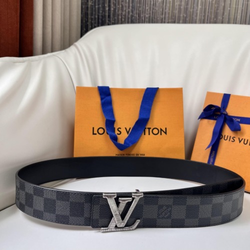 Louis Vuitton Men's Belt with Damier Canvas and Signature LV Buckle