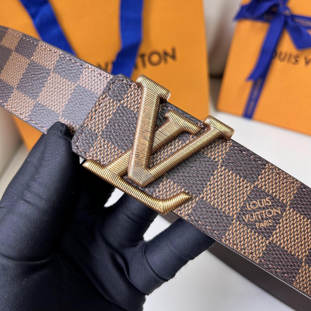 Louis Vuitton Damier Ebene Canvas Belt with LV Buckle, 4 cm Width 3 o 1icpt5jgv17doq8k1er68jl1q562d