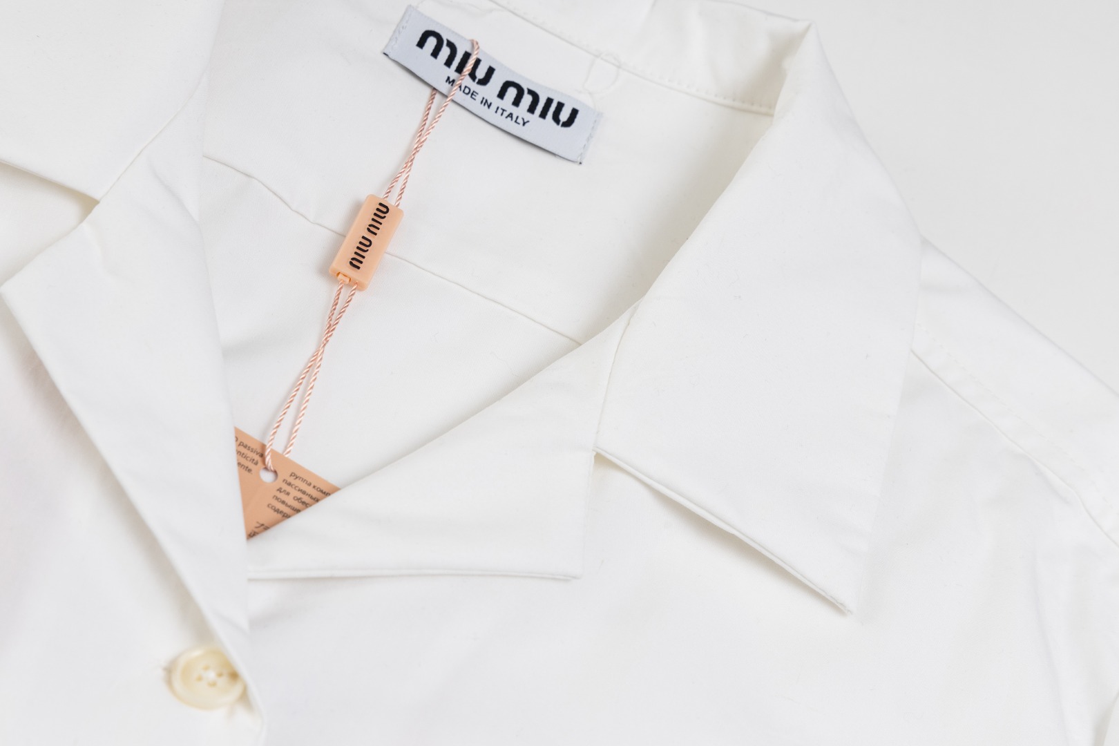 MiuMiu/Mumu24FW Silk Cotton Long-Sleeve Shirt in Ruby Blue and Ivory White - 图片 4