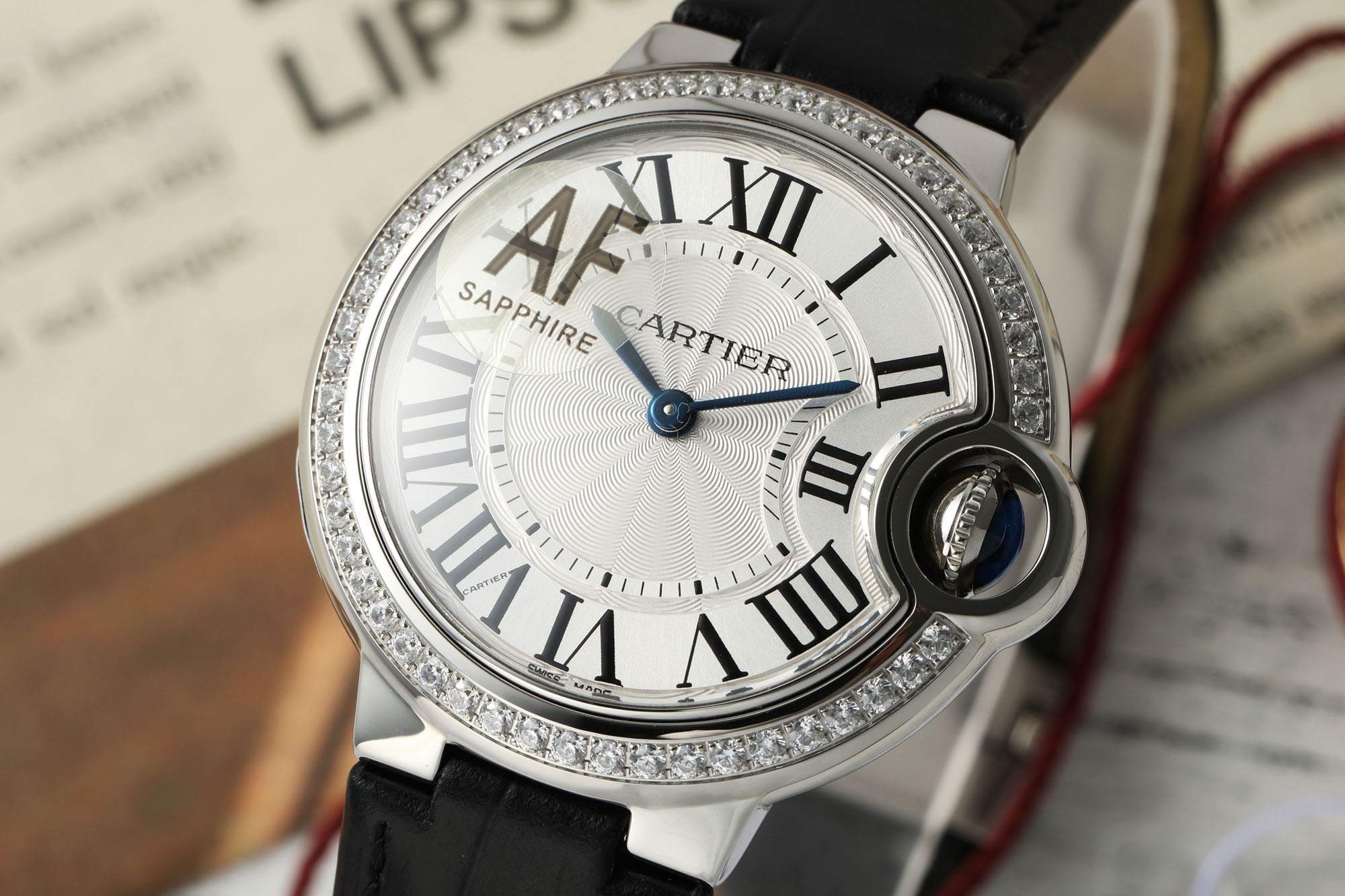 “A.F. Sculpture: High-Quality Swiss Watch with Steel Surface, Crystal Stones, and Brand-New Packaging”