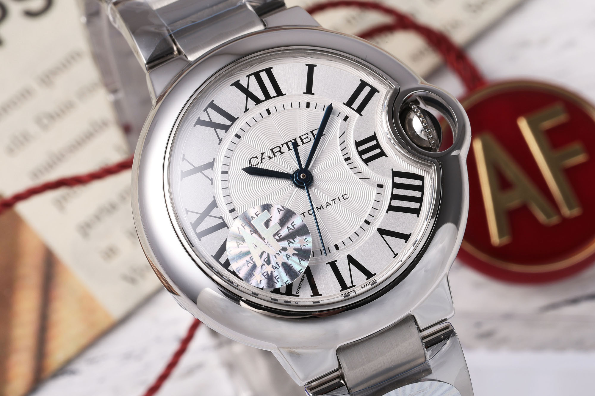 AF Cartier Blue Balloon 33mm Watch with Steel Surface and Crystal Lenses - 图片 1