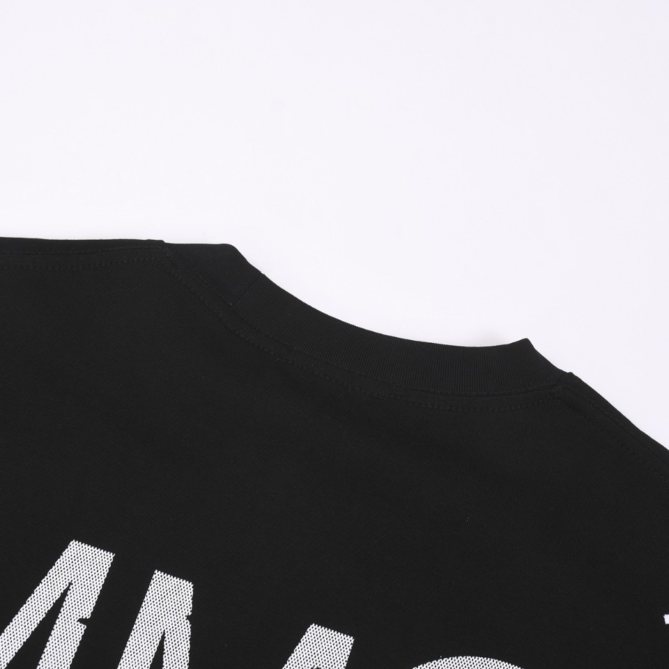 新款上架MM6马#吉#拉24SS新款T恤前后黑白印花时尚网眼印花精梳紧密纯棉面料舒适透气面料洗水定型不缩