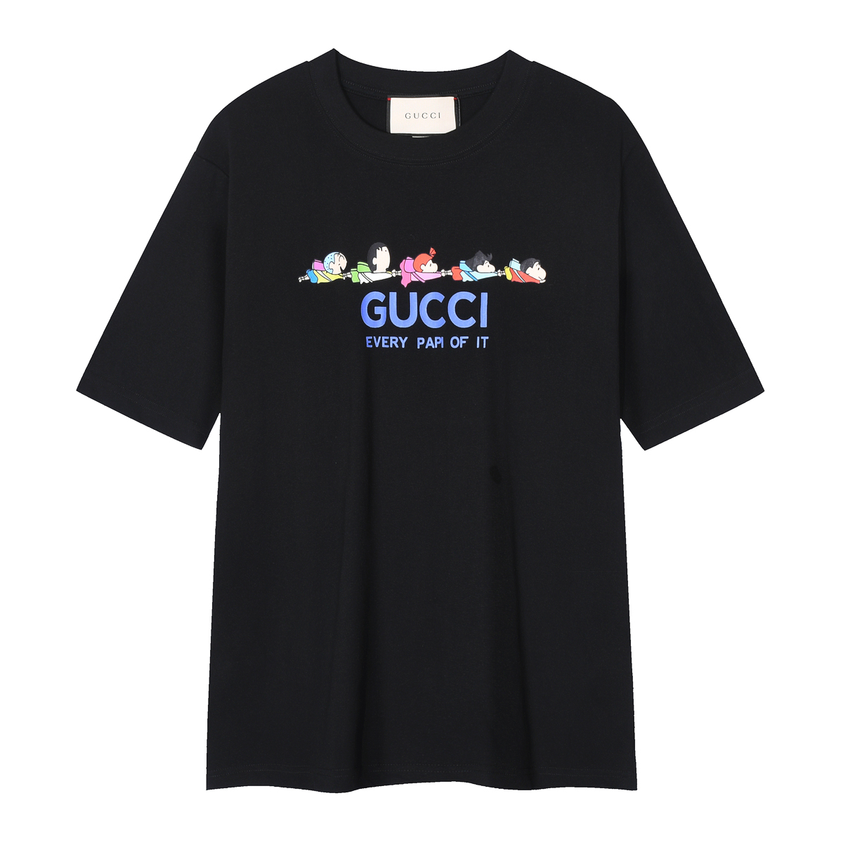 Gucci Clothing T-Shirt Black White Printing Unisex Cotton Fashion Short Sleeve G66916